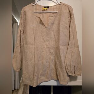 Talbots Tan Linen Blouse